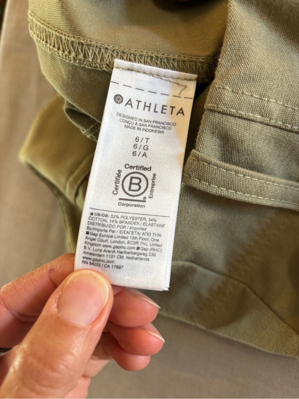 Athleta Skyline High Rise Barrel Leg Pants Olive Branch Green 6 Tall Utility - Picture 7 of 8